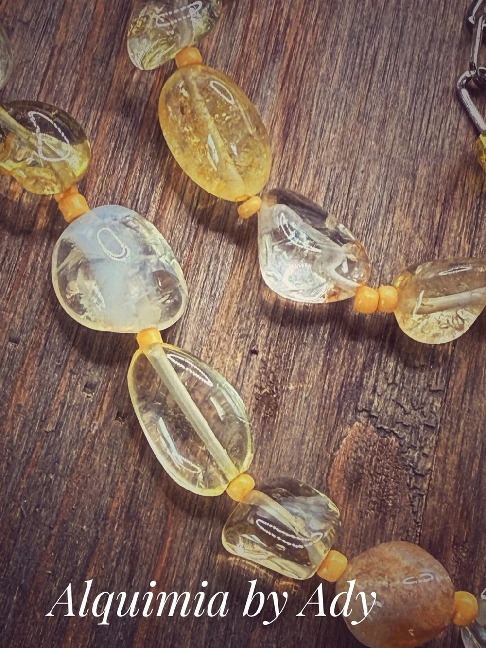LUXURY + Yellow citrine nugget Beaded choker chunky Necklace
